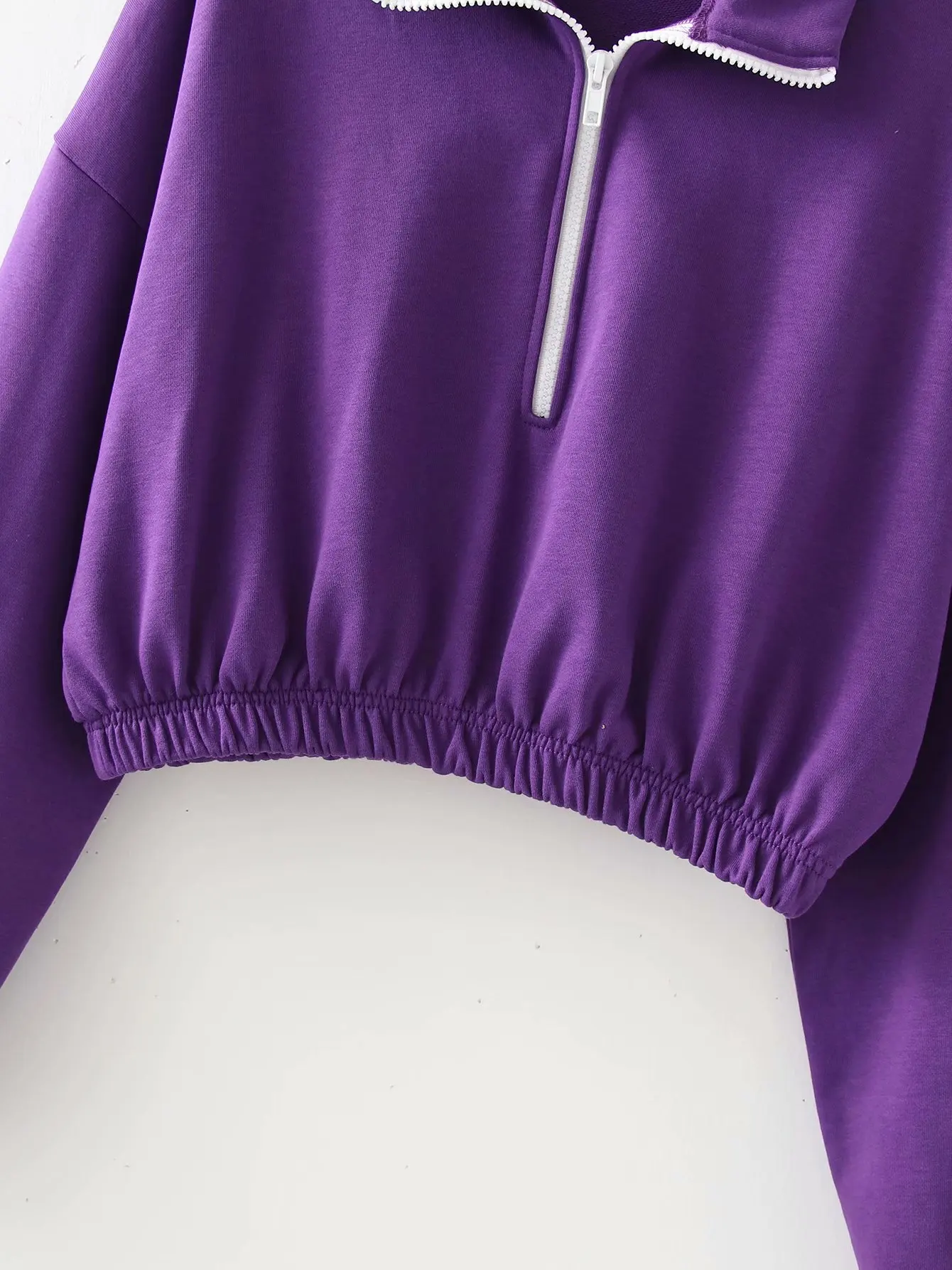 

Toppies 2021 Autumn Cropped Sweatshirts Women Cotton Tops Lapel Zipper Hoodies Solid Color Pullovers