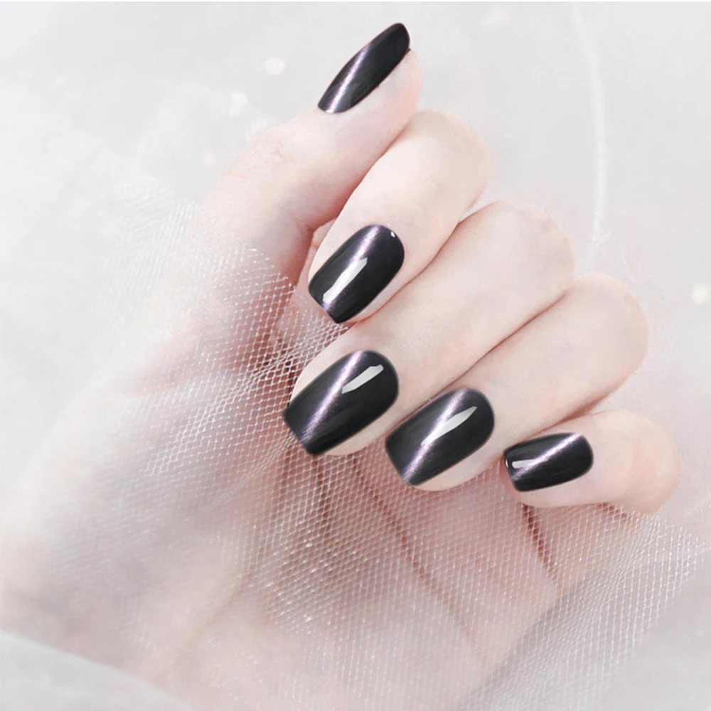 Гель лак кошачий глаз для ногтей резиновый зеленый фиолетовый Магнитный