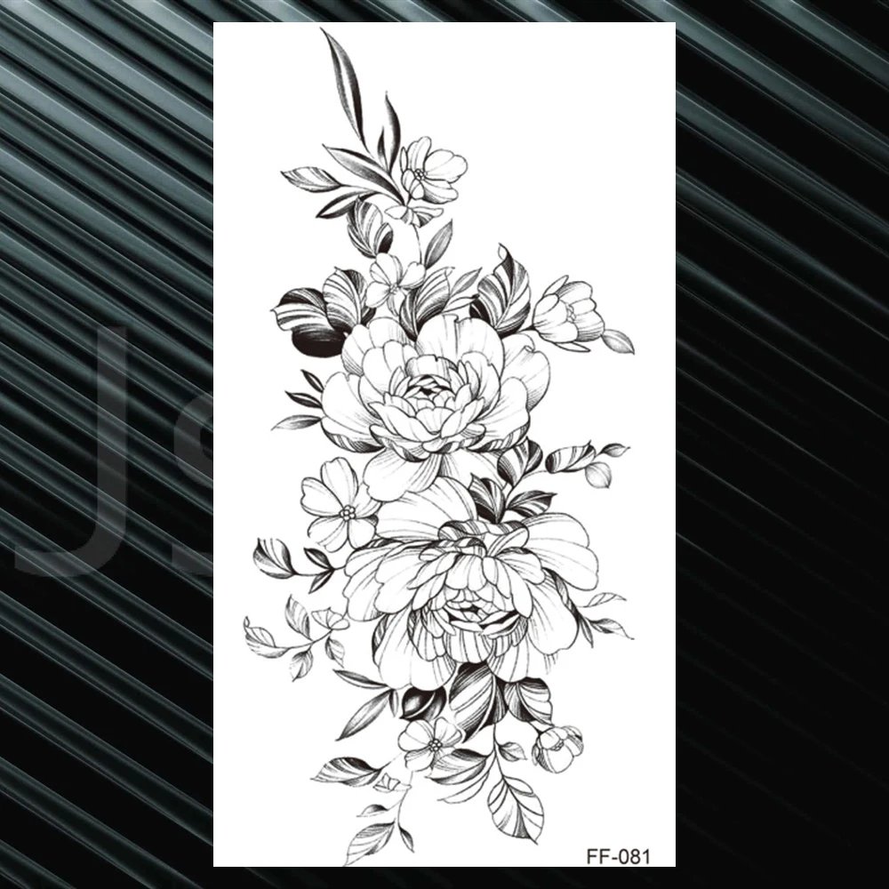 

Black Mandala Henna Temporary Tattoo For Women Geometric Rose Flower Tattoos Sticker Mehndi Lace Pendants Chains Tatoos Body Arm