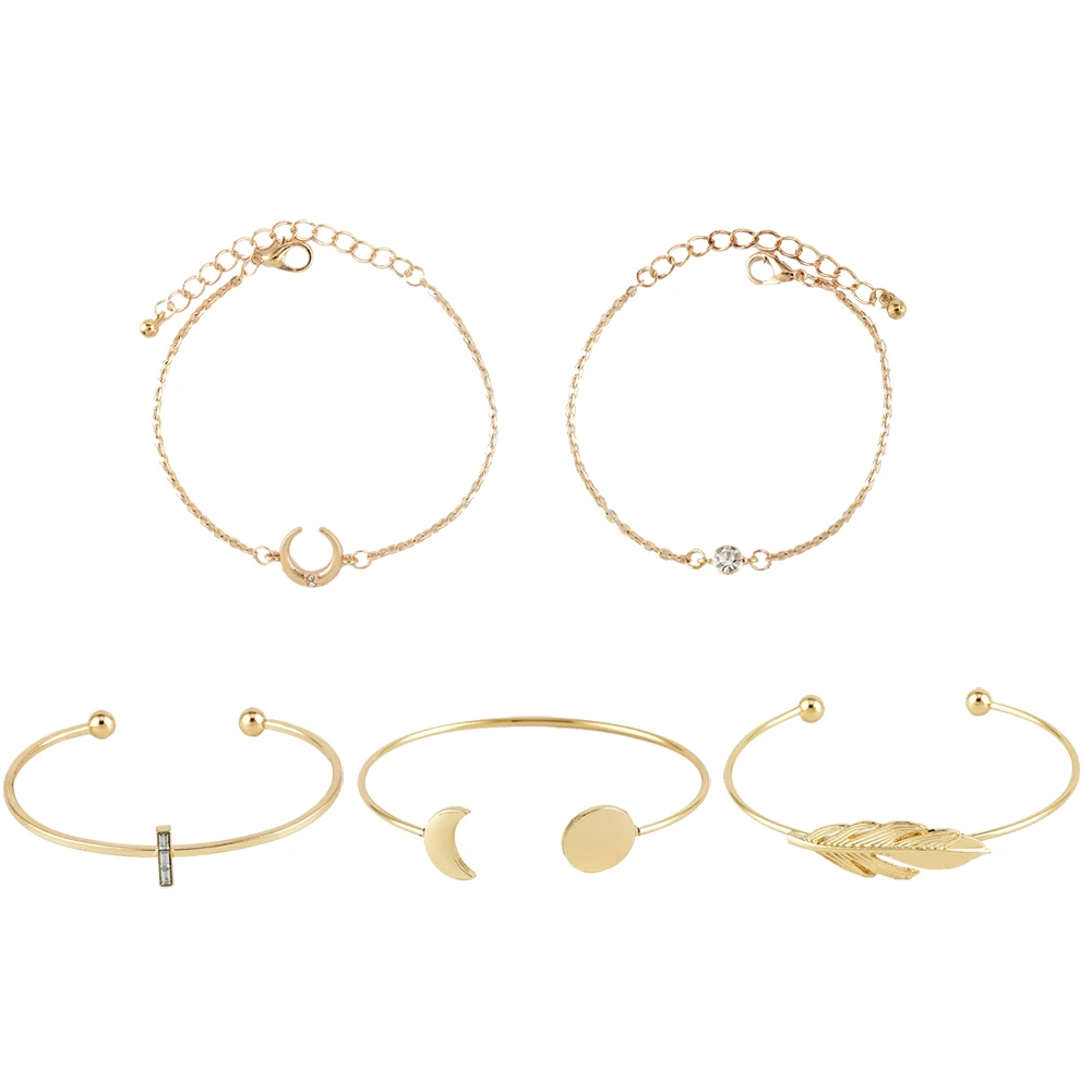 5 шт./компл. модные сапоги в панковском стиле золотую цепочку Луна лист с