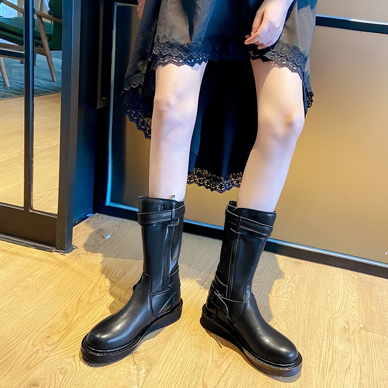 

Winter 2021 new simple and versatile side zipper flat heel ankle boots