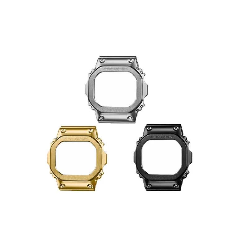 Moldura de Aço Quadro para Casio Inoxidável G-shock Amortecedor Acessórios Relógio Dw-5600e Gwm5600 Gwb5600hr Case Protetor Dw5600 Dw5610