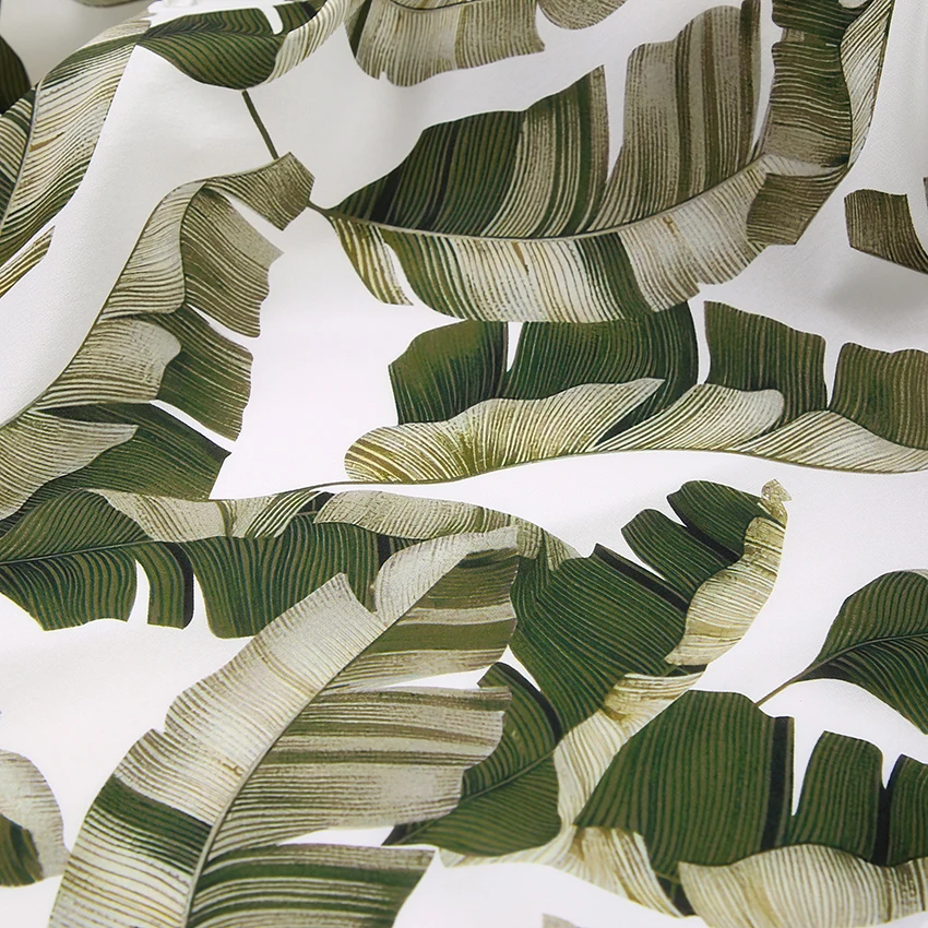 Атласная пижама с длинным рукавом и тропическим рисунком | Женская одежда