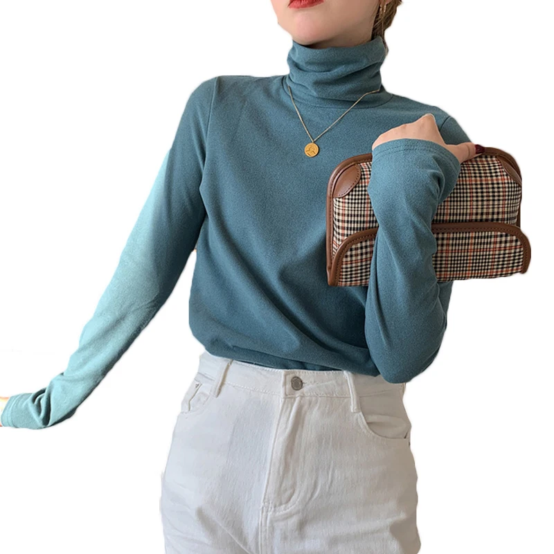 

Пуловер женский двухсторонний с бархатным ворсом, с высоким воротником, на осень/зиму, b716, 2020