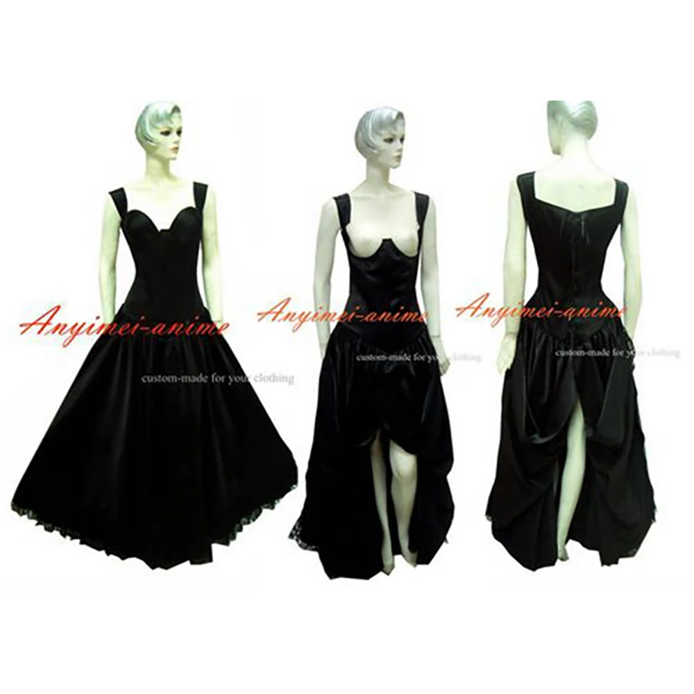 

fondcosplay O Dress The Story Of O With Bra nude breasted Black Satin Dress Cosplay Costume Tailor-made[G249]