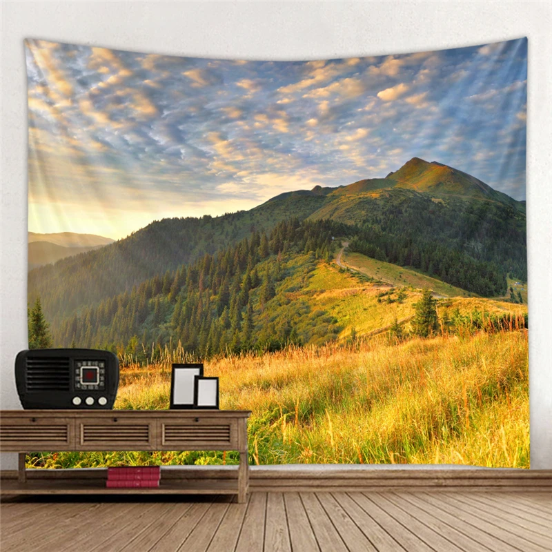 

Закат красивый принт гобелен мягкая и легко повесить ткань Йога медитация коврик для спальни фон для украшения гостиной