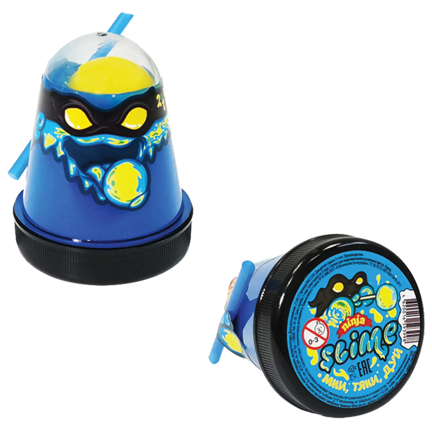 Слайм (лизун) &quotSlime Ninja&quot 2 в 1 синий желтый 130 г ВОЛШЕБНЫЙ МИР S130-1 |