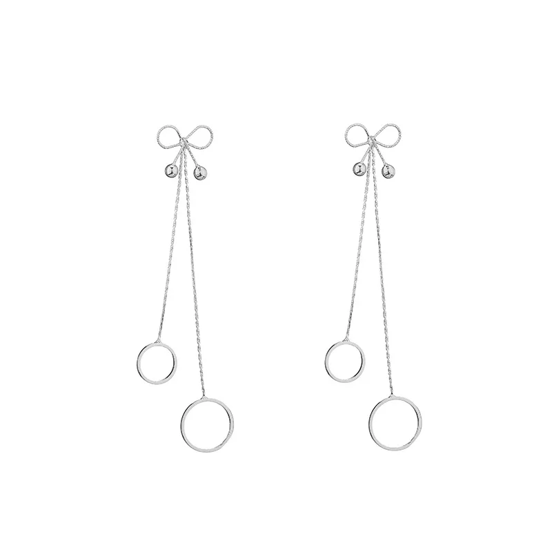 

New Fashion Simple Metal Snake Chain Tassel Long Clip on Earrings Bowknot Ear Line No Pierced for Women Jewelry Brinco Bijoux