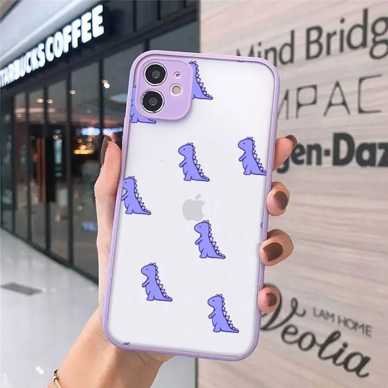 

Cute Dinosaur Baby Fashion luxury Phone Cases shell matte transparent For iphone 7 8 11 12 plus mini x xs xr pro max cover