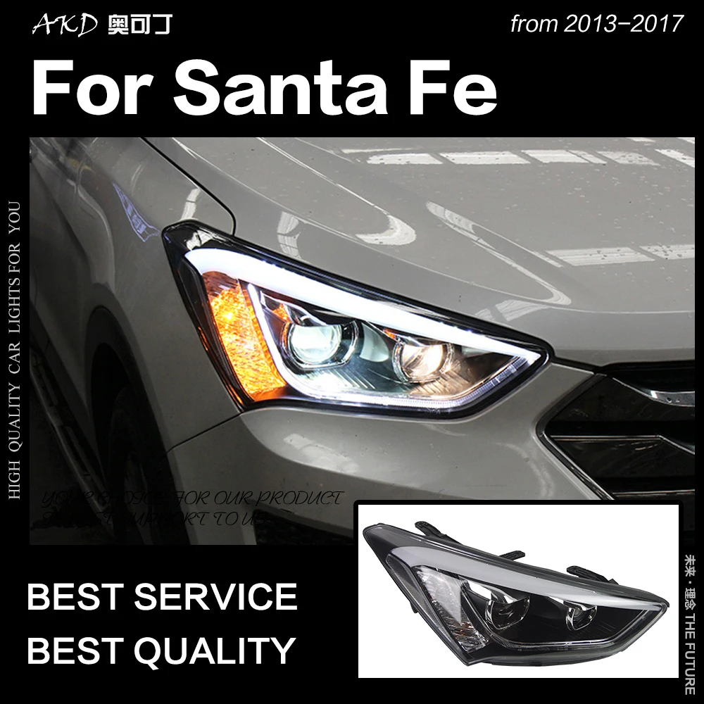 АКД стайлинга автомобилей фара для Hyundai IX45 фары 2013 2016 Новинка Santa Fe светодиодный DRL