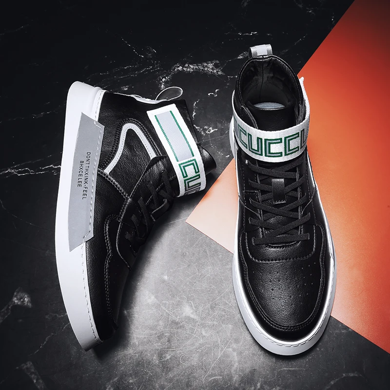 

New 2020 Men Vulcanize Shoes Non-slip Sneakers Men High Sneakers Outdoor Augmenter Chunky Sneakers White Sneakers Men