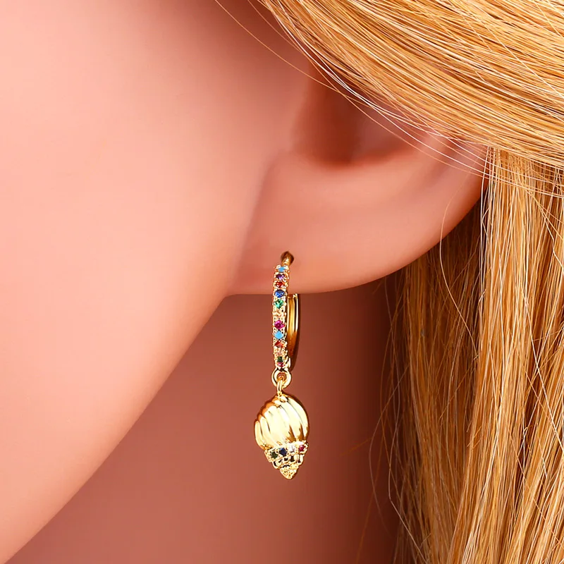Летний стиль Радужное покрытие женские сережки с подвесками Красочные циркония