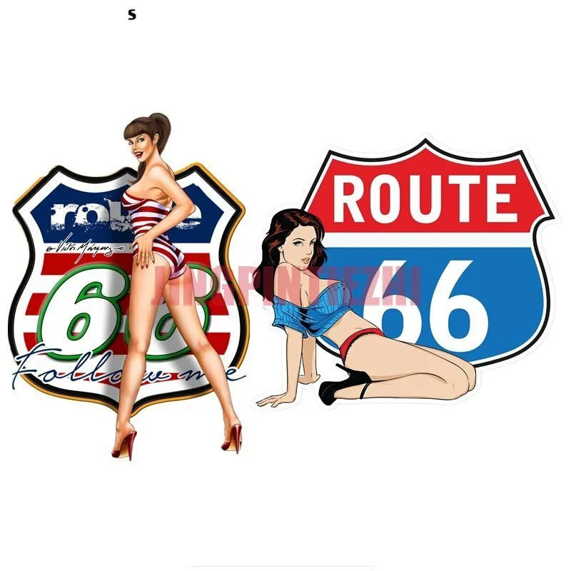 

Personality Car Sticker FC956 Route 66 Pin Up Girl Car Sticker Notebook Decal Car Decal Decoration Laptop