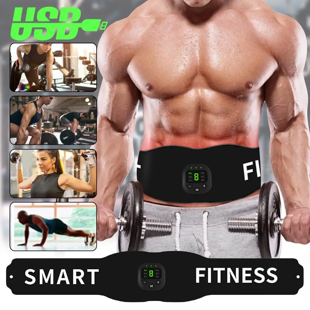 

Wireless Muscle Stimulator Trainer Smart Fitness Abdominal Training Electric Weight Loss Stickers Body Slimming Belt Unisex 45M
