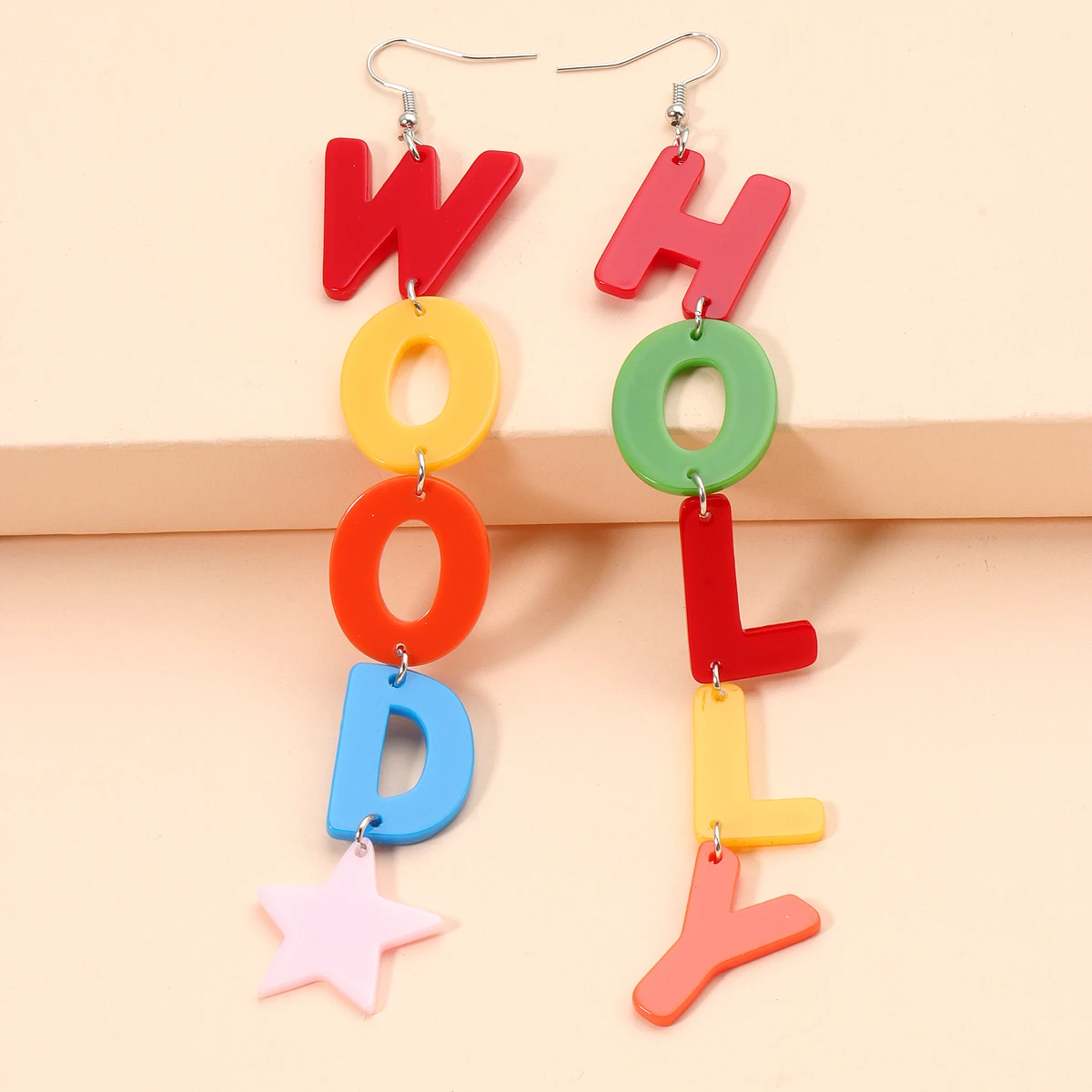 

New Holly Wood Earrings Colorful Resin Fashion Jewelry Rainbow Statement Long Dangle Hanging Star Earrings For Women 2021
