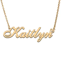 love heart kaitlyn name necklace for women stainless steel gold silver nameplate pendant femme mother child girls gift