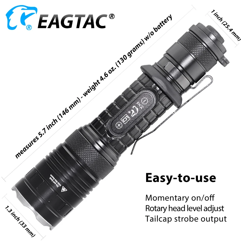 Тактический светодиодный фонарик EAGTAC T25C2 Pro 2100 люмен 18650 для охоты сменный модуль