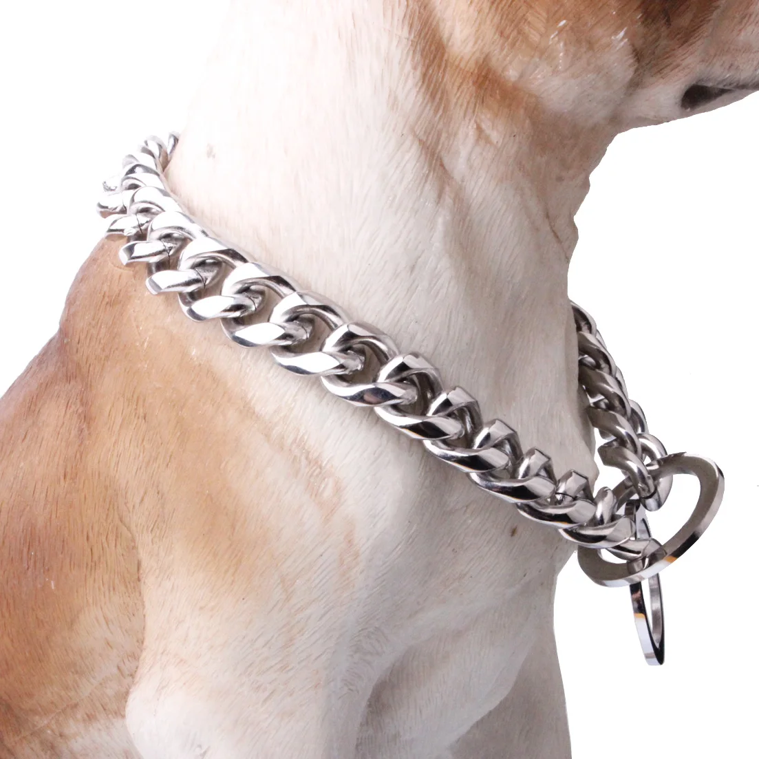 

12-19mm Durable Thickness Stainless Steel Dog Collars Convenient Puppy Dog Chains Training Walking Chain Collars for Big dogs