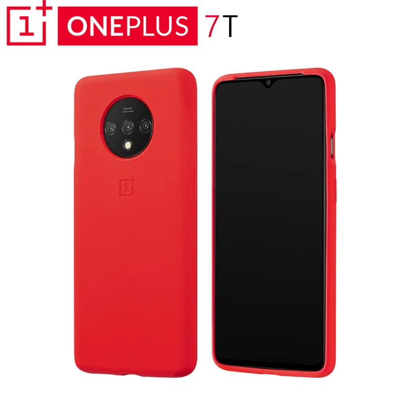 Оригинальный силиконовый чехол бампер OnePlus 7T красный яркий смелый гладкий