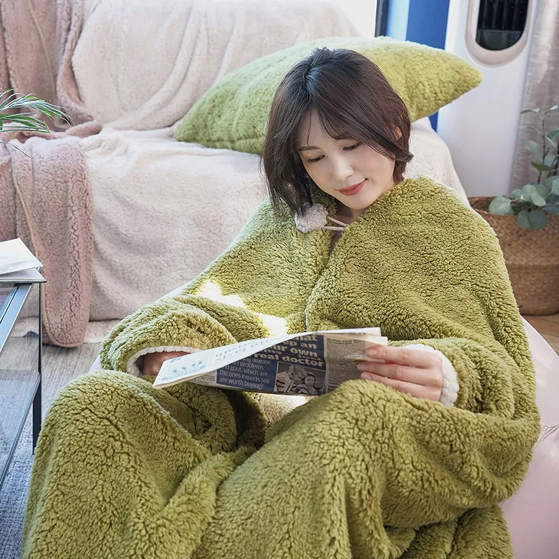 

Wearable sloth shawl cape blanket dual-use wearable lamb down office nap blanket