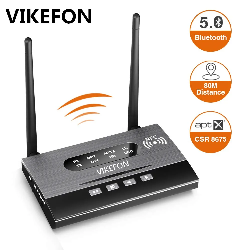 Bluetooth 5.0 Transmitter Receiver Long Range Audio Adapter for TV PC Headphone aptX HD Low Latency Dual Link Optical RCA 3.5mm |