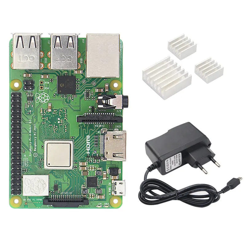Комплект 3 Комплект Raspberry Pi 3 Model B+ Plus из Великобритании+ сенсорный экран 3,5 дюйма+ чехол+ питание+ 32 Гб SD+ HDMI+ радиатор+ usb-кабель - Комплект: Комплект 3