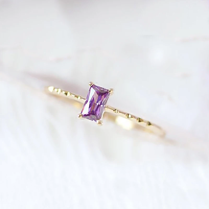 Квадратные милые кольца для женщин и девочек фиолетовые циркониевые Кристальные