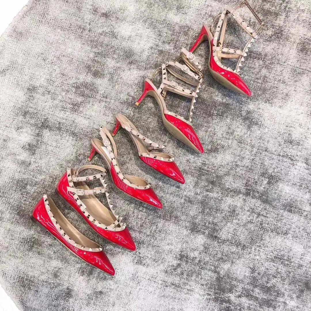 

Women's Flat Shoes High Heels Women's Shoes 2021 Spring Shallow Mouth Cowhide Single Shoe Rivet Pointed Buckle Strap