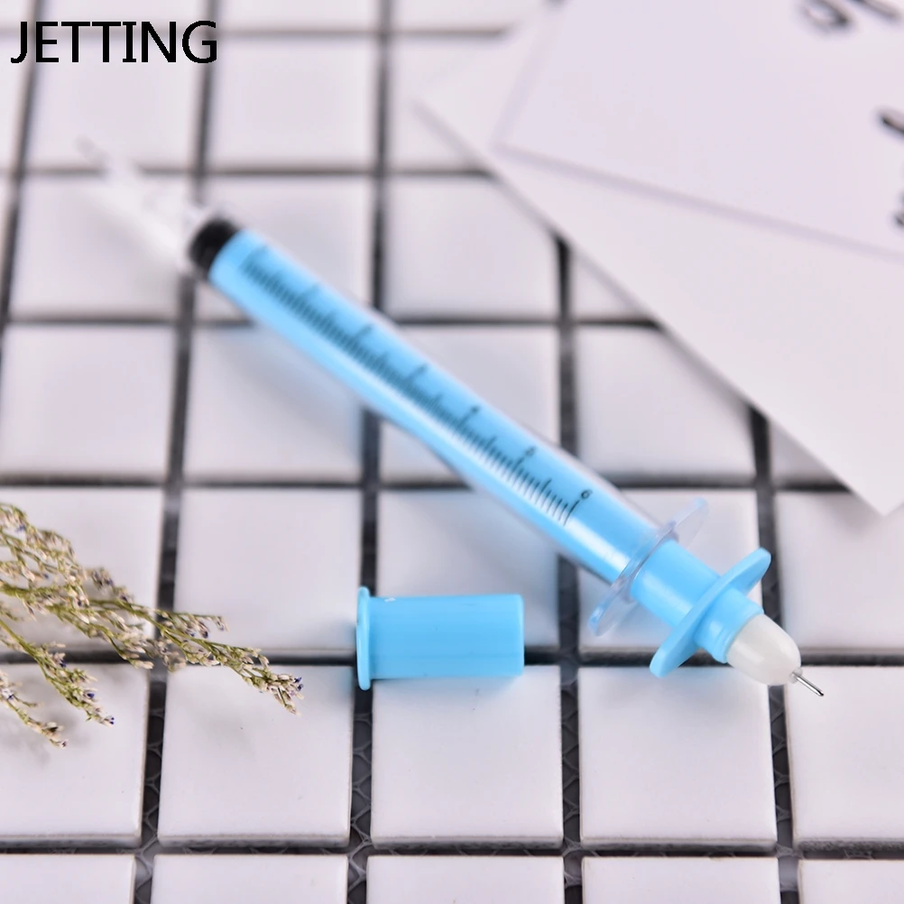 

Candy Color 1PCS Creative Novelty Syringe Pen Syringe Peculiar Shape Cute Stationery Ballpoint Pen Bullet 38mm Automatic Ballpen