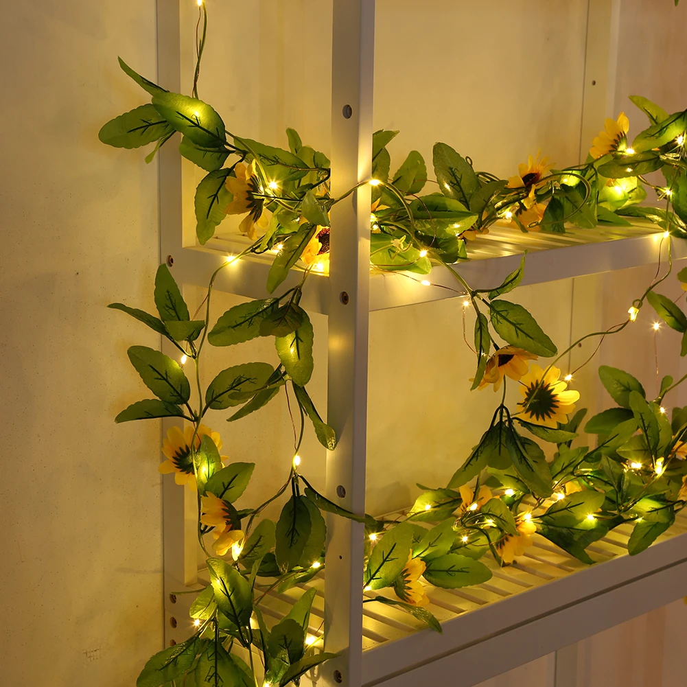 

LED Solar String Light Rattan Lamp Outdoor Waterproof 8 Modes Two-Color Maple Leaf Green Vine Light Garden Decoration Lights