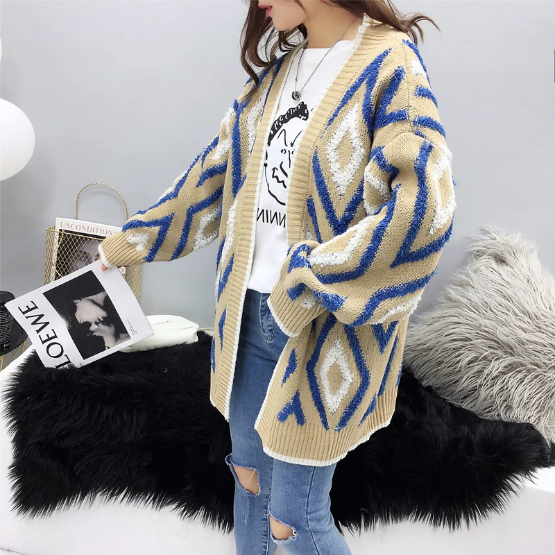 Fashion Female Women's Long Loose Cardigan Patchwork Hooded Sweater Winter Clothes Clothing Outerwear 2019 |