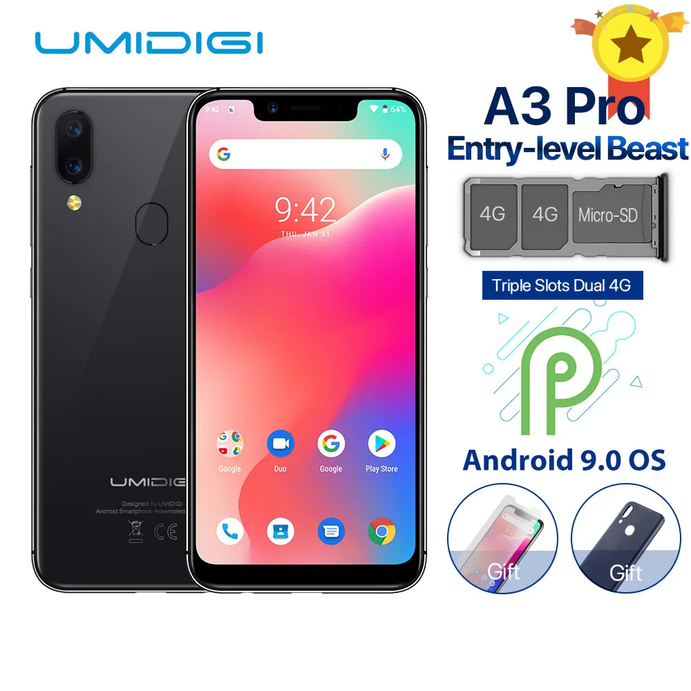 UMIDIGI A3 Pro смартфон с 5 7 дюймовым дисплеем ОЗУ 3 ГБ ПЗУ 32 12 Мп + МП Android 9 0 19:9|Смартфоны|
