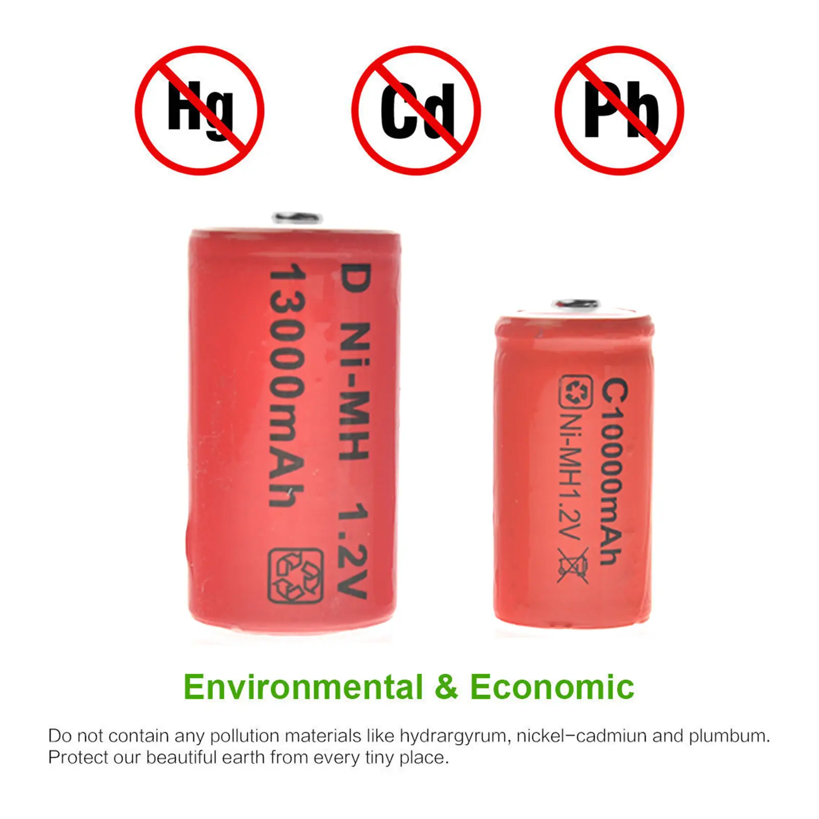

12 x C size 1.2V 10000mAh Ni-MH Red Color Rechargeable Battery