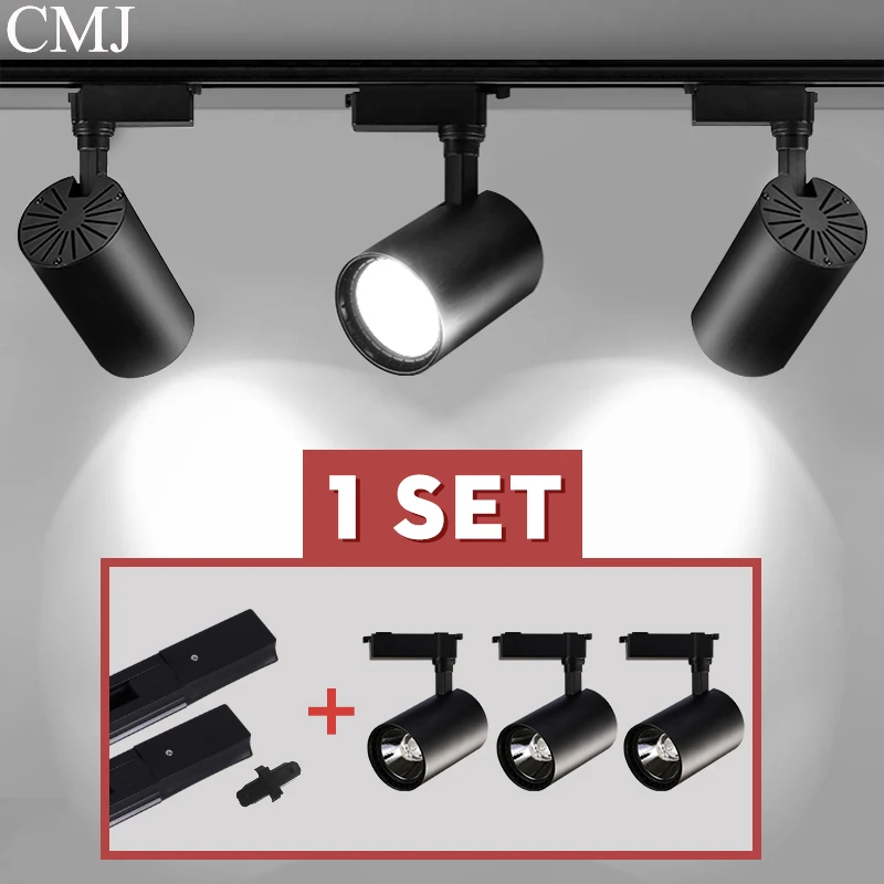 

Set Led Track Light Fixture COB Track Lighting Lamp Rail Spot Lights Led 12/20/30/40W Spotlight Clothing Shop Store Home 220V