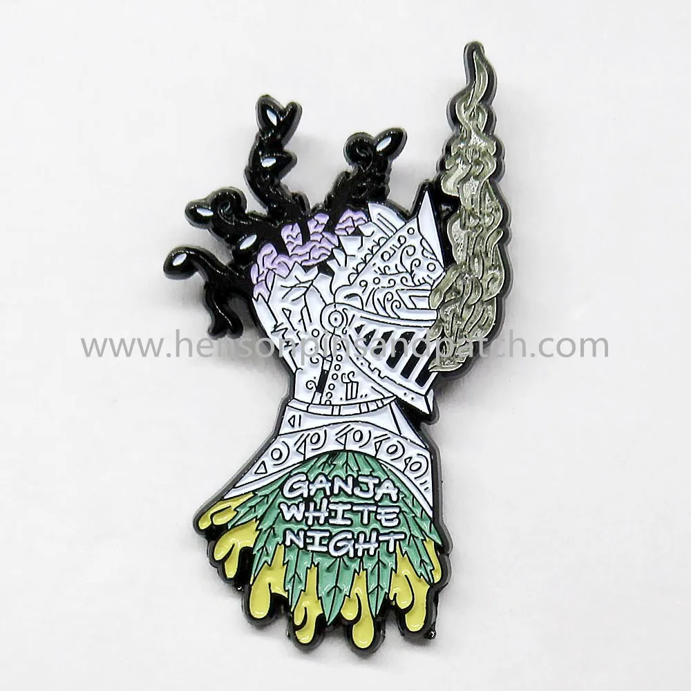 

Black metal soft enamel smoking pin badge