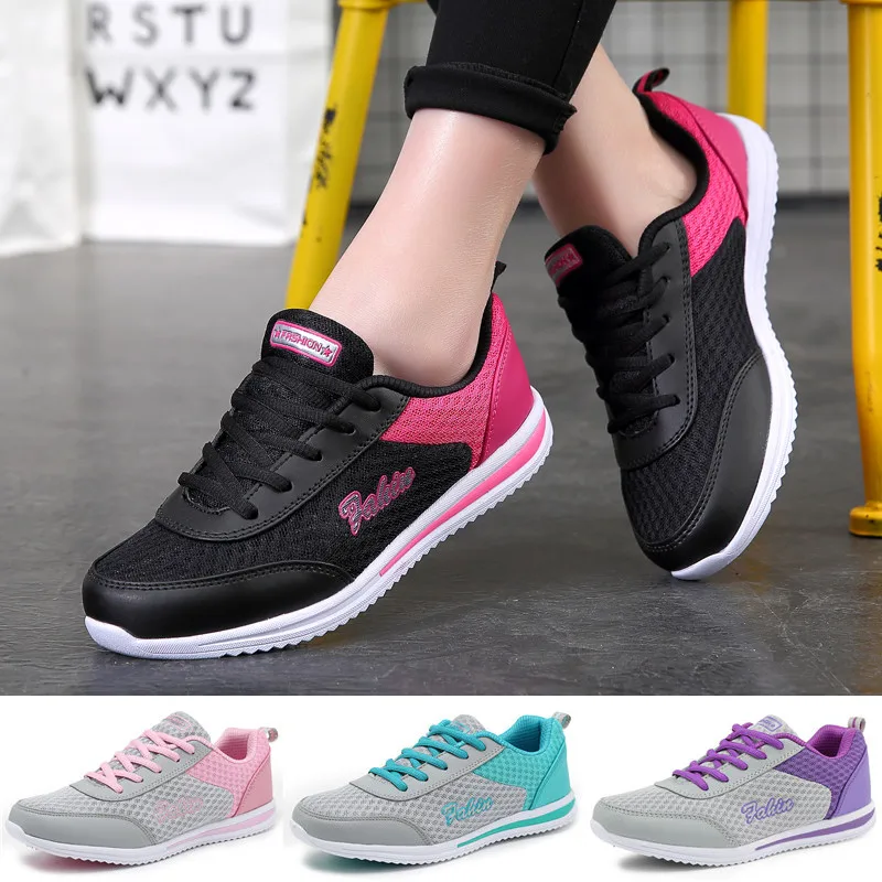 

Fashion Woman Tennis Shoes Summer Contrast Trend Sneakers Breathable Running Shoes Lightweight Outdoor Mesh Lace-up Casual Shoes