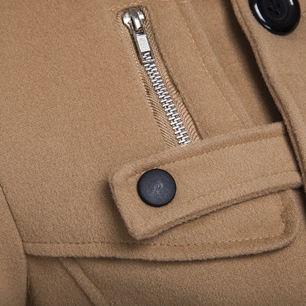 

winter wool coat men solid stand collar slim fit winter coat men Overcoat warm casaco masculino d91014