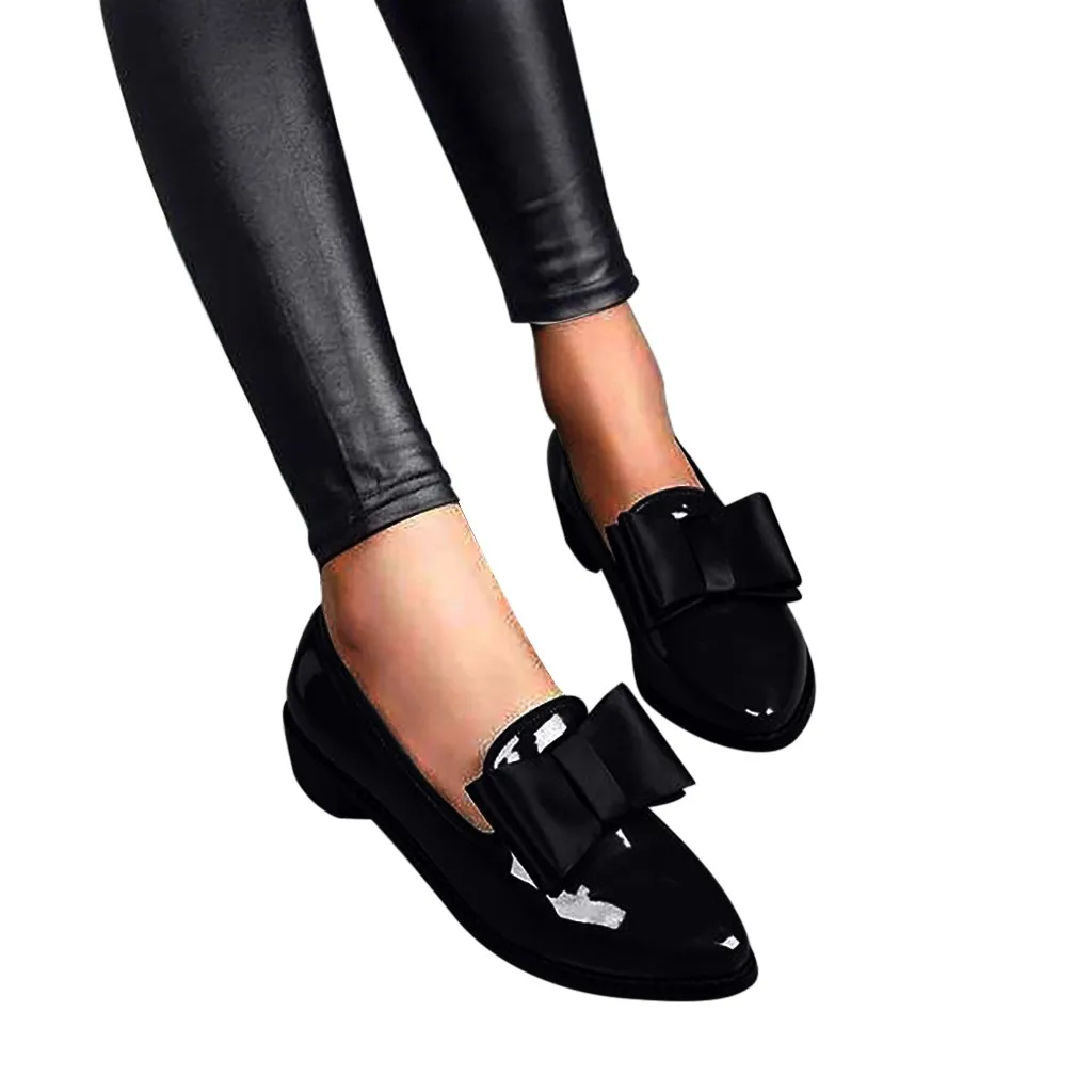 Осенние женские туфли SAGACE на плоской подошве лоферы с бантом женская обувь из