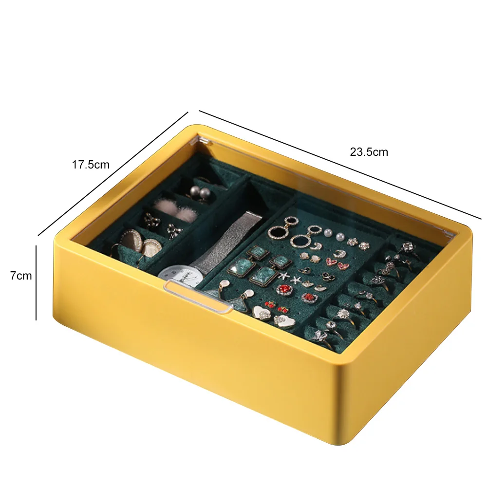 

Double Layer Jewelry Box Rings Bracelet Earring Necklace Watch Storage Organizer Compartment Transparent Jewelry Container
