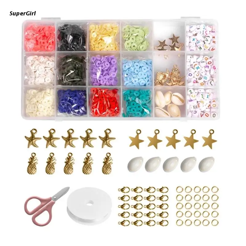 

J78E круглые бусины из полимерной глины, диск с чипами, свободные разделительные кусочки, бусины в подарок для женщин и девушек