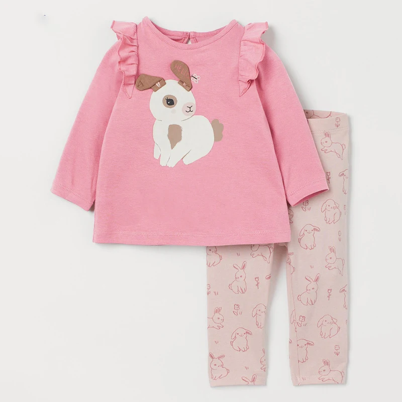 

2PCs Kids Girls Autumn Clothing Sets Cute Children Cartoon Rabbit Pattern Tops and Pants Set for Children