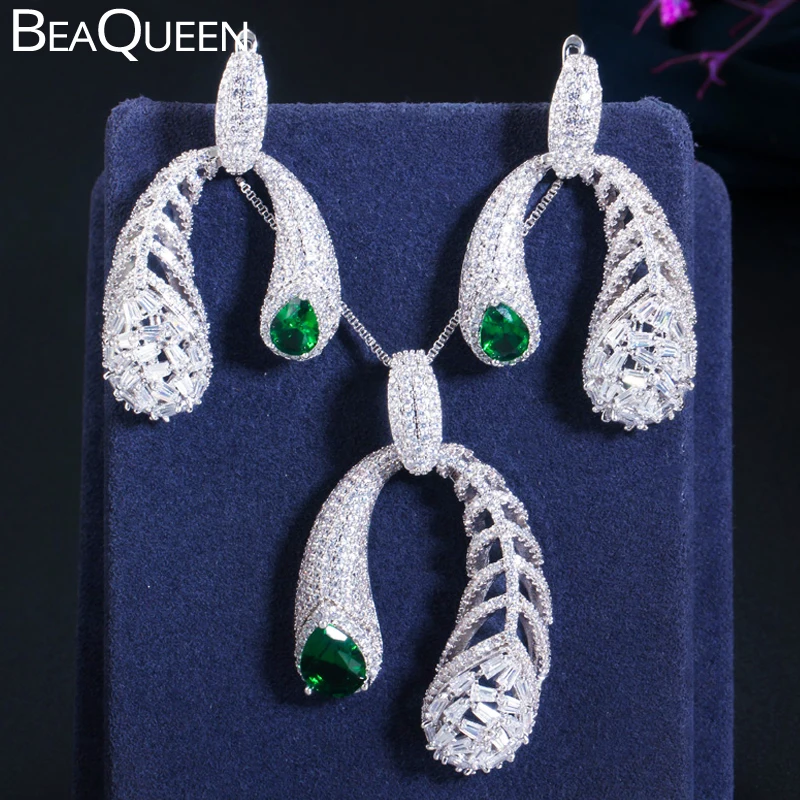 BeaQueen роскошный свадебный комплект из 2 предметов ожерелье серьги наборы для