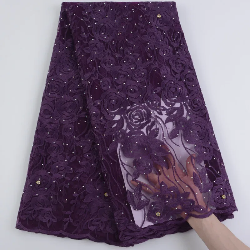 Французская небесно голубая кружевная ткань африканский тюль с вышивкой камнями