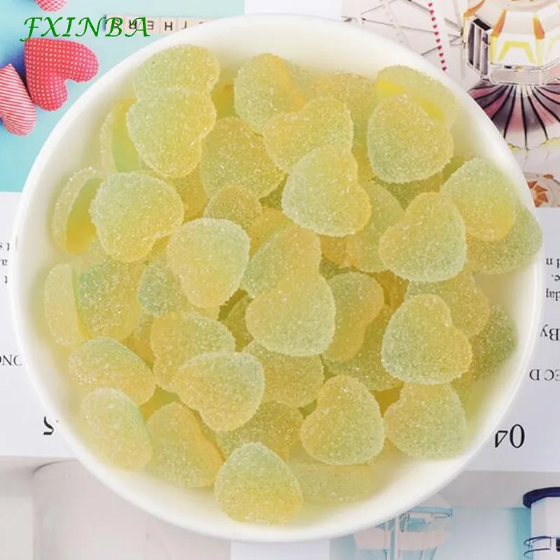 gradient green yello FXINBA 5 шт./лот поддельные Конфеты Смола Кабошон Flatback сердце форма желе Моделирование еда амулеты «сделай сам» слизь поставки глина Декор Ремесло - Цвет: gradient green yello