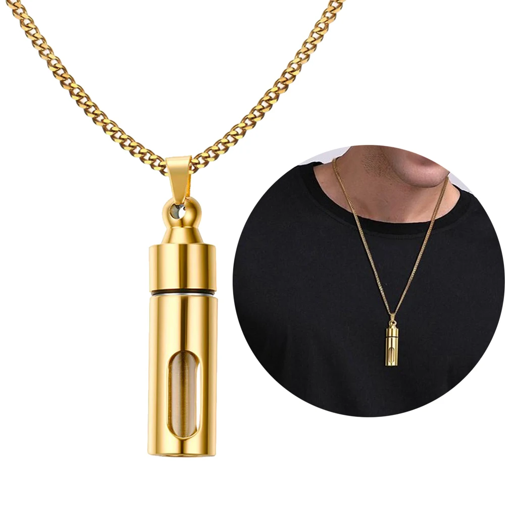 Нержавеющая сталь стекло Openable контейнер трубка урна золотое ожерелье