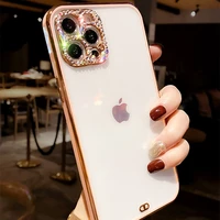 lens camera glitter diamond clear soft tpu phone case for iphone 12 pro max mini plating edge cover for iphone 11 pro max case