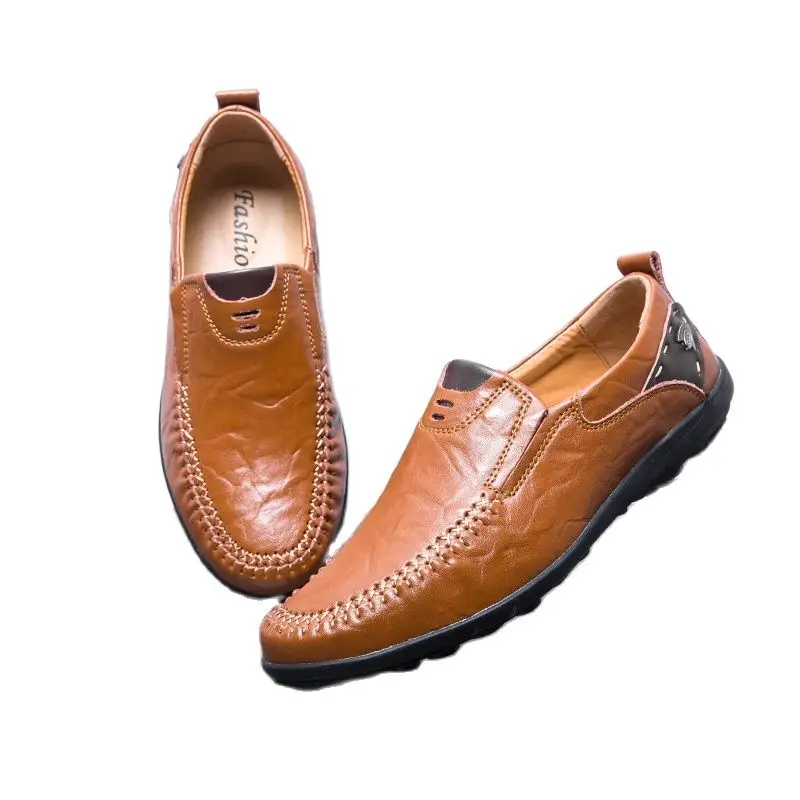 

2021 New Mens Slip on Shoes Fashion Casual Walking Black Brown Comfortable Soft Shoe Big Size