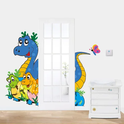 

New Creative Dinosaurs Wall Sticker Lovely Children's Room Bedroom Living Room Decoration Kids Room Door Stickers Mural Wall Art