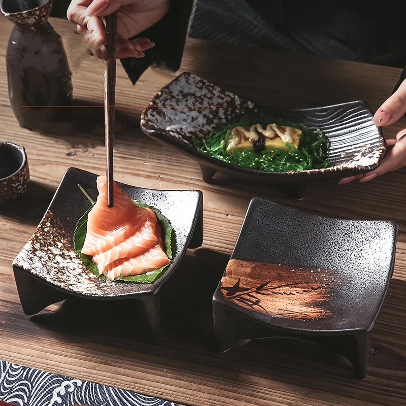 Japanese Hedgehogs Commercial Japanese Sushi Saucer Hot Pot Grilled Meat Square Dishes Delicate Dishes Soy Sauce Dish Dessert