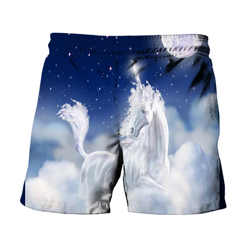 

Western Legend Unicorn Boy Girl Shorts Popular In Summer 2021 3D Printing Latest Harajuku Children's Casual Beach Pants